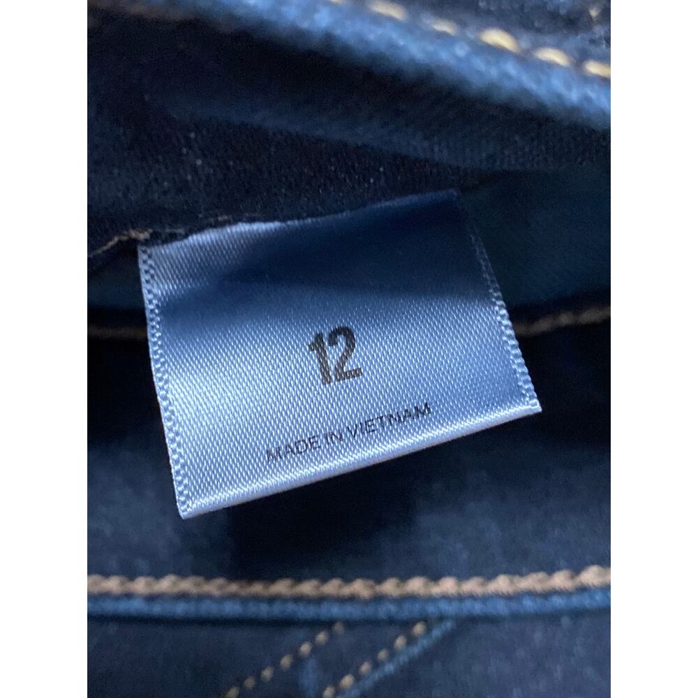 Express Blue High Waisted Front Slit Midi Cargo A-line Denim Jeans Skirt Size 12 - Picture 4 of 5